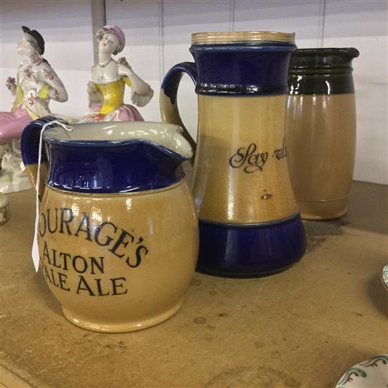 Doulton stoneware Courage Extra Stout jug and 2 other Doulton stoneware jugs